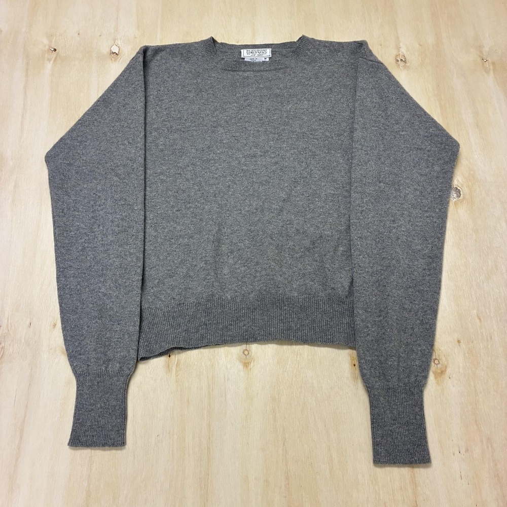 Bergdorf Goodman Sweater Mens Medium Gray Cashmere Tight Knit Crewneck Pullover